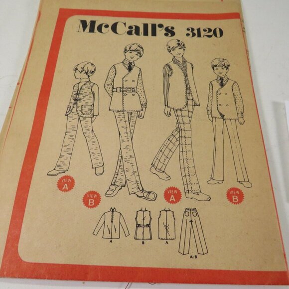McCalls 3120 clothing pattern size 4 Boy shirt, pants, vest, belt (complete - Picture 3 of 6